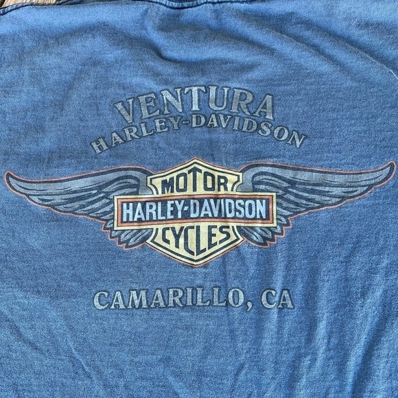 VTG 90s Single Stitch Harley Davidson T-Shirt USA Eagle Wings R.K. Stratman FLAW - Picture 1 of 12